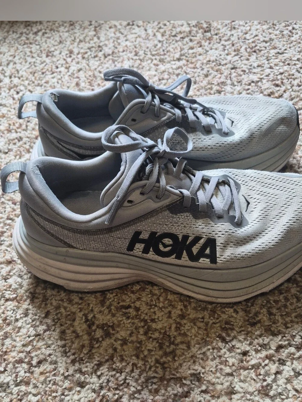Hoka Bondi 8 Light Gray Running Shoes Size 8 1/2D